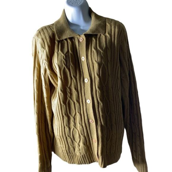 Vintage Karen Scott Cable Knitted Cardigan Sweater Button-Up Women's Size Large - Picture 7 of 11